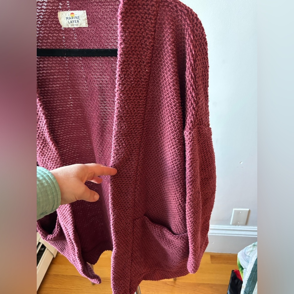 Marine Layer jacket - size XL, maroon with pockets and robe collar